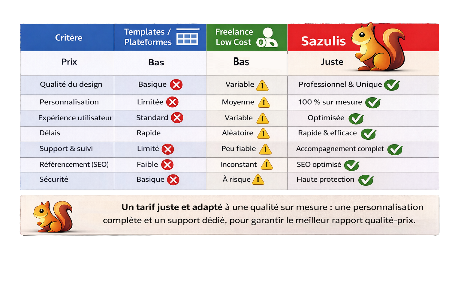 Comparatif Sazulis